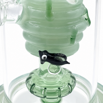Mint Green Beehive Percolator 14mm Glass Bong with Bent Neck - 10 inch