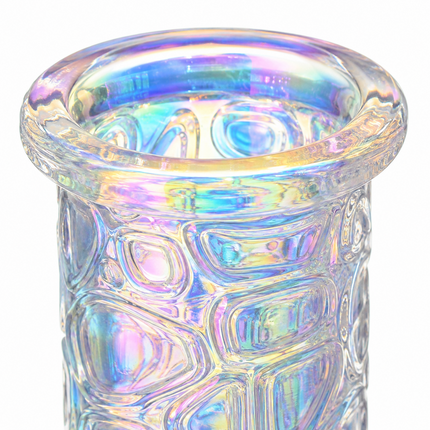 Prism Chrome Crystal Iridescent Textured Straight Tube Glass Bong 14mm – 12 inch