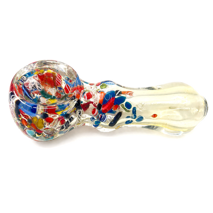 Carnival Splash Mini Glass Spoon Pipe with Multicolor Confetti - 3–3.5 Inch