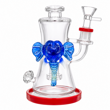 Royal Mammoth Disc Perc Dandelion Accent Glass Bong Red Blue Clear 10 Inch