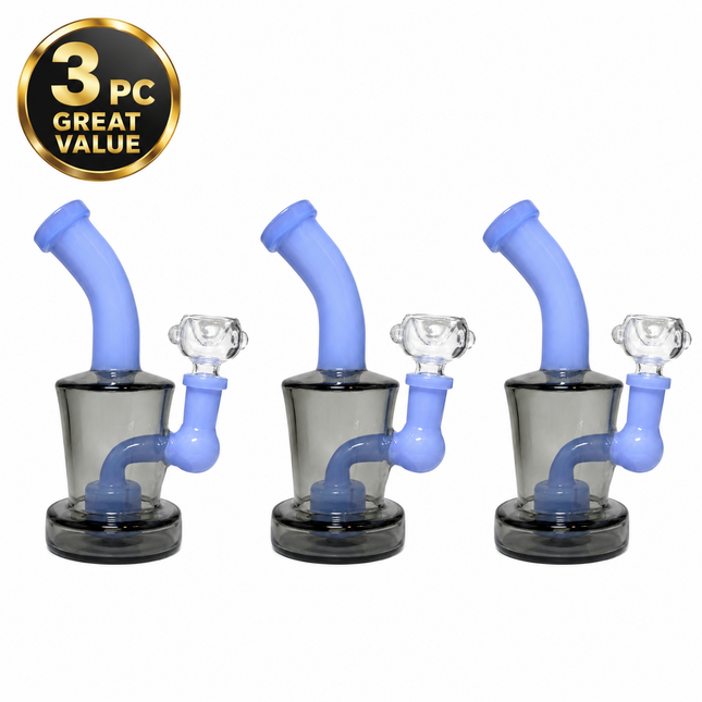 [3PC Bundle] Smoky Blue Drift Drum Body Disc Perc Water Pipe 6 Inches