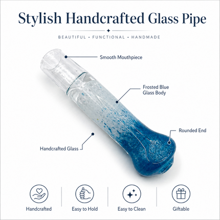 Ocean Frost Handcraft Glass Chillum Pipe Clear Blue Gradient 3~3.5 inch