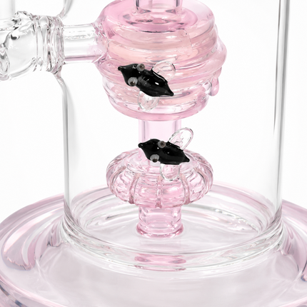 Pink Beehive Percolator 14mm Glass Bong Bent Neck Bee Design - 10 inch