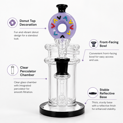 Lavender Donut Diffuser Percolator Glass Water Pipe 14mm Bowl 8.5 inches