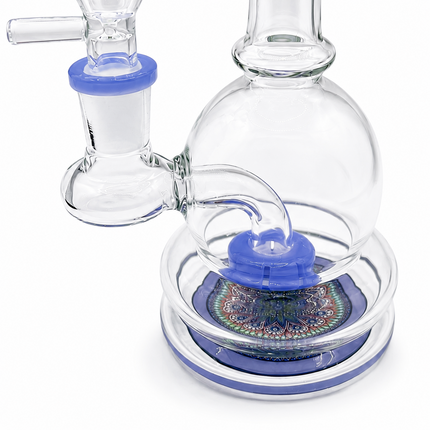 Celestial Mandala Blue Sphere Glass Bong Disc Percolator 14mm Bowl 7 Inch