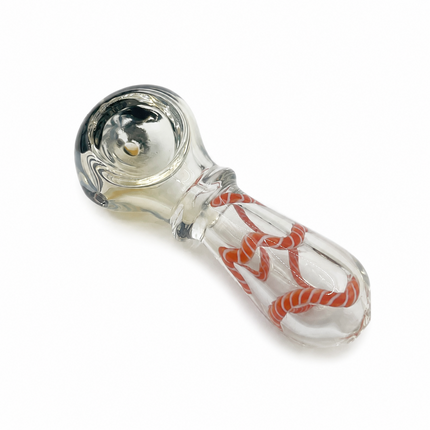 [2PC Bundle] Desert Coil Twist Body Glass Hand Pipe Set Clear Swirl Design