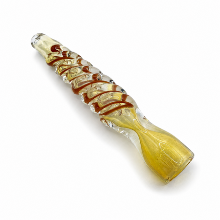 Honey Spiral Handcraft Glass Chillum Pipe Clear Amber 3~3.5 inch