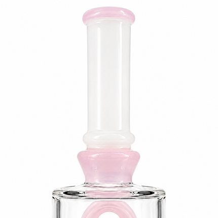 Milky Pink Bottle Glass Bong with Donut Percolator & Bowl - 7.5 inch