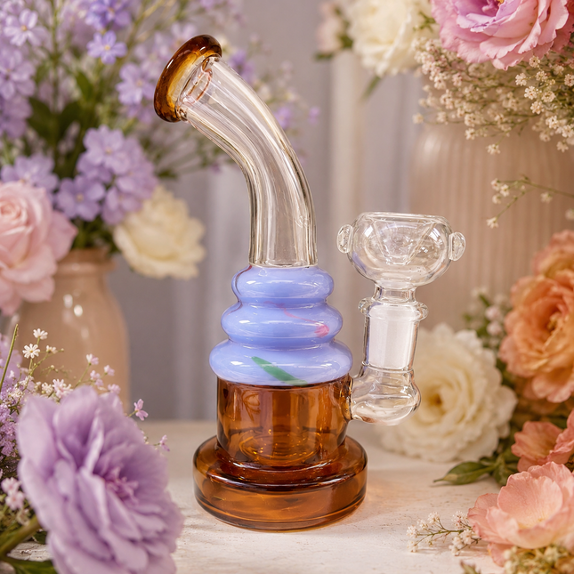 Amber Sprinkle Cupcake Disc Percolator Water Pipe 14mm Bowl 6 inch
