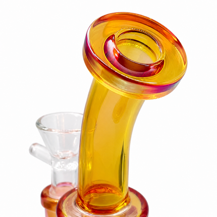 Hot Pink Yellow Diamond Mini Glass Water Pipe – 6–6.5 Inch Chrome Bong