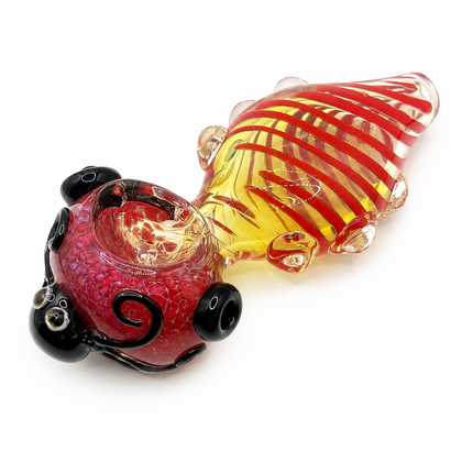 Octopus Invasion Scarlet Rib Cage High Quality Glass Hand Pipe 4.5 Inch