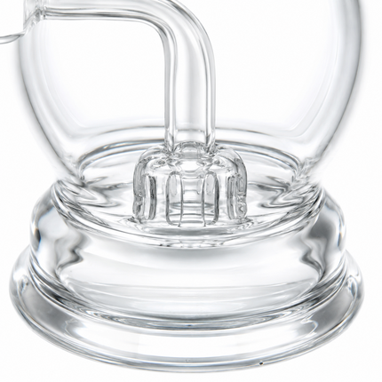 Pink Accent Sun Face Round Bubbler Glass Water Pipe 14mm - 6 inch