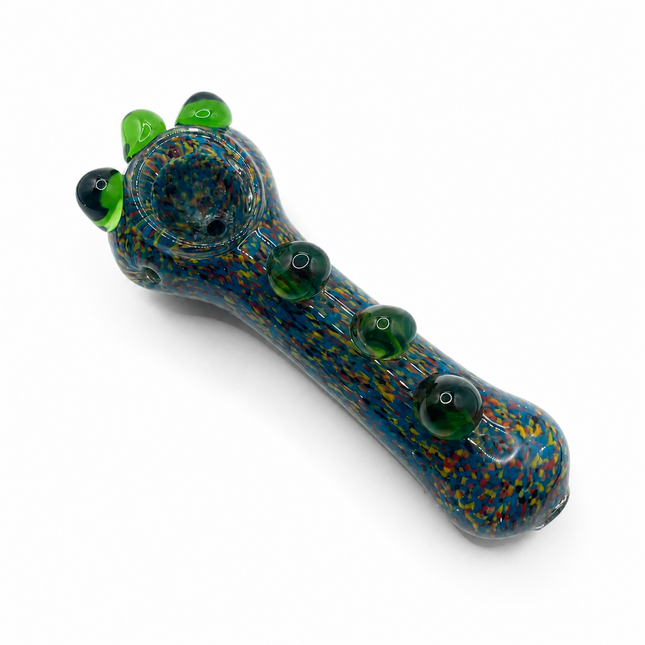 Confetti Splash Handcraft Glass Spoon Pipe Blue Multicolor Speckled 4.5 inches