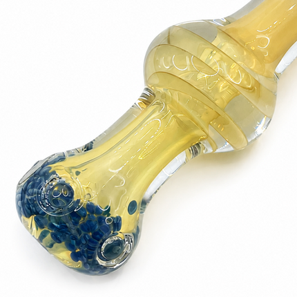 Clear Fumed Rasta Swirl Glass Spoon Pipe with Navy Marbles - 5 Inch