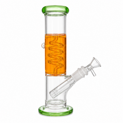 Green Orange Freezer Ready Glycerin Coil Glass Bong 14mm Bowl 8.5 inch