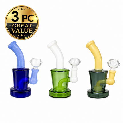 [3PC Bundle] Blue Green Citrus Mix Water Pipe Set 6 Inches