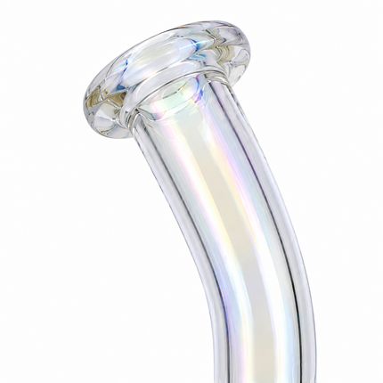 Rainbow Mirror Chrome Bent Neck Glass Water Pipe Disc Percolator 8 inch