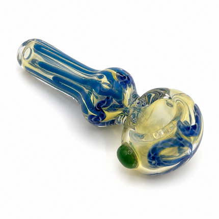 Cobalt Cream Glass Spoon Pipe 4 Inch Blue White Hand Pipe