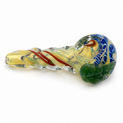 Carnival Swirl Clear Glass Spoon Pipe – 4 Inch Hand Pipe Multi-Color Ribbon