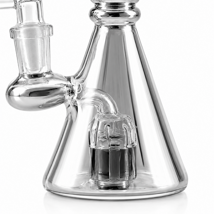 Silver Chrome Tri Beaker Glass Water Pipe with Perc with 14mm Bowl