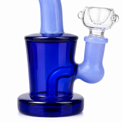 3PC Blue Emerald Amber Mix Disc Perc Water Pipe Set 14mm 6 Inches