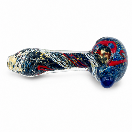 Navy Blue Red White Liner Twist Body Glass Spoon Pipe Hand Pipe - 4.5 inch