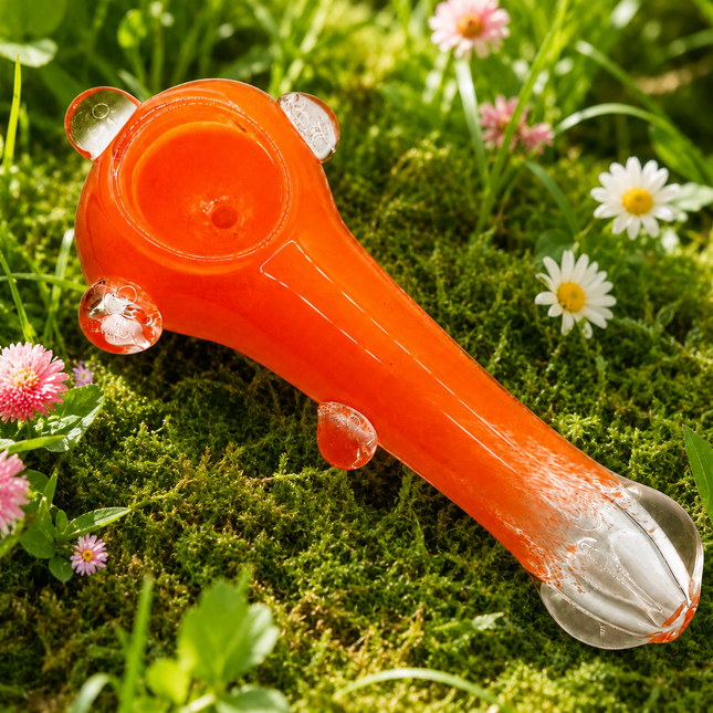 Cherry Red Bubble Accent Glass Spoon Pipe – 4.5 Inch Red Hand Pipe