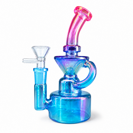 Aqua Pink Iridescent Compact Glass Water Pipe 14mm 6~6.5 inch