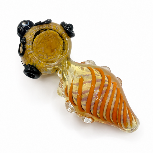 Octopus Invasion Golden Sun Coil High Quality Glass Hand Pipe 4.5 Inch