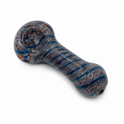 4 PC Glass Spoon Hand Pipe Multicolor Spiral Stripe Assorted Designs - 3 inch