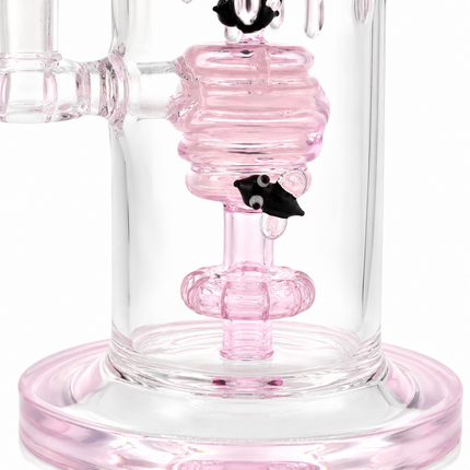 Pink Beehive Percolator 14mm Glass Bong Bent Neck Bee Design - 10 inch