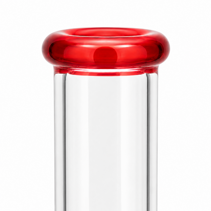 Red Accent Straight Tube Glass Water Pipe Ice Catcher 14mm Bowl 11 inch