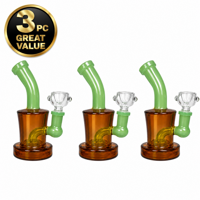 [3PC Bundle] Amber Lime Bloom Drum Body Disc Perc Water Pipe 6 Inches