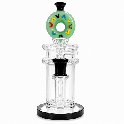 Light Green Donut Diffuser Percolator Glass Water Pipe 14mm Bowl 8.5 inches