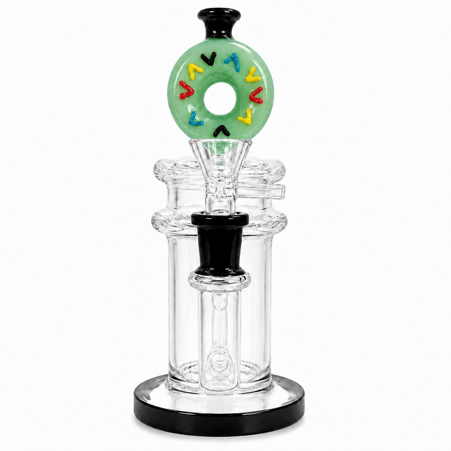 Light Green Donut Diffuser Percolator Glass Water Pipe 14mm Bowl 8.5 inches