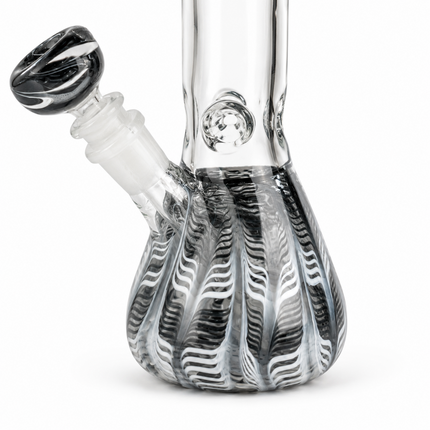Midnight Zebra Black 10-Inch Ice Catcher Glass Water Pipe with Bowl