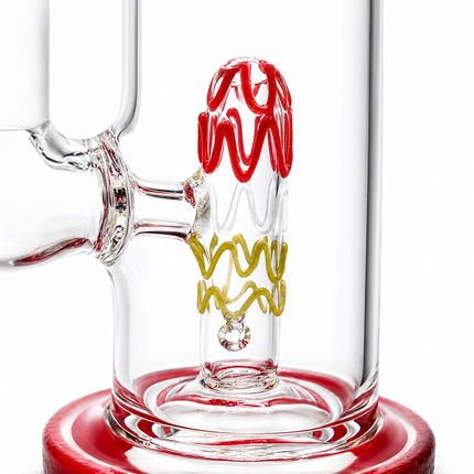 Clear Mini Glass Bong with Red Accents – 6 Inch 14mm Bowl Water Pipe