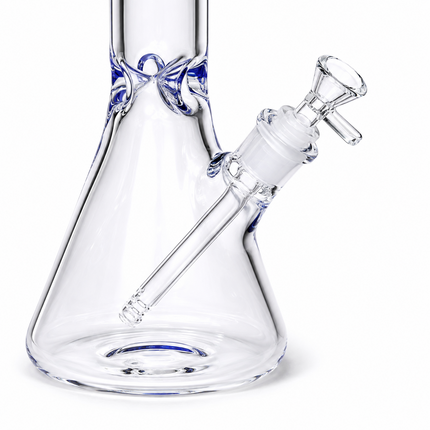 Dark Blue Accent Beaker Glass Water Pipe Ice Catcher 14mm Bowl 10.5 inch