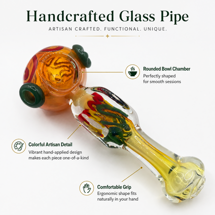 Sunset Garden Handcraft Glass Pipe Orange Green Multicolor 5 inch
