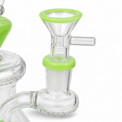 Milky Green Disc Percolator Glass Water Pipe 14mm Bowl 7 inch