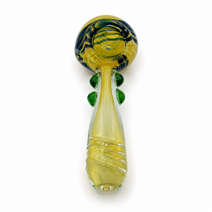 Golden Garden Swirl Thick Glass Spoon Hand Pipe - 4.5 Inch