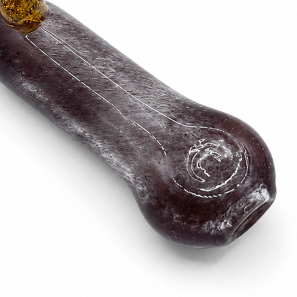 Smoky Amethyst Handcraft Glass Chillum Pipe Purple Gray Gold Accent 3~3.5 inch