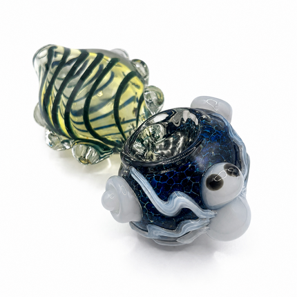 Octopus Invasion Midnight Ocean Coil High Quality Glass Hand Pipe 4.5 Inch