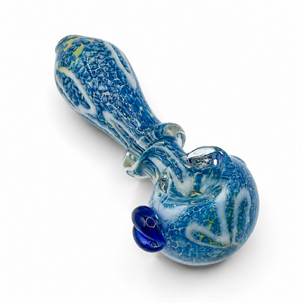 Ocean Pebble Blue Glass Spoon Pipe – 4 Inch Hand Pipe Textured Blue Glass