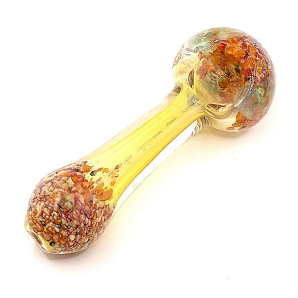 Pastel Confetti Bowl Glass Spoon Pipe with Yellow Handle – 4 Inch Hand Pipe