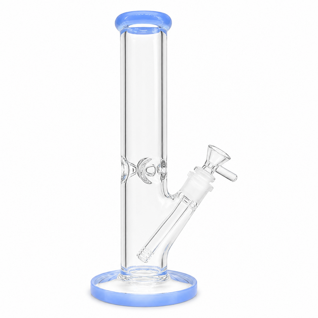Light Blue Accent Straight Tube Glass Water Pipe Ice Catcher 14mm Bowl 11 inch