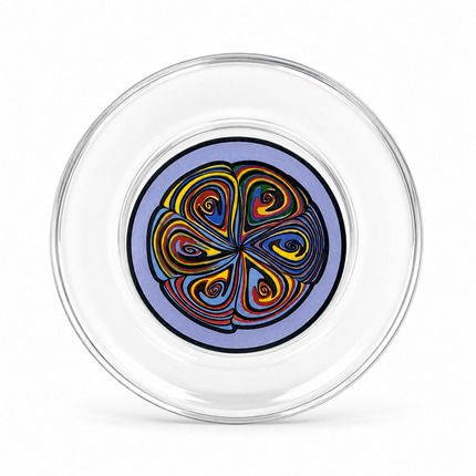 Milky Blue Mandala Glass Water Pipe Clear Disc Percolator Bent Neck 7 inch