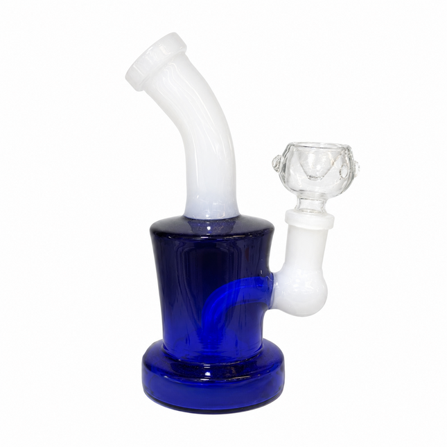 Arctic Cobalt Drum Body Disc Perc Glass Bong Water Pipe Tobacco 14mm 6 Inches