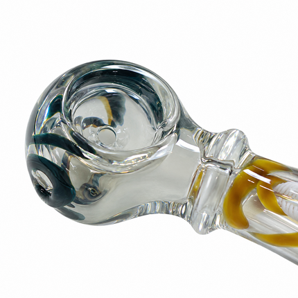 [2PC Bundle] Desert Coil Twist Body Glass Hand Pipe Set Clear Swirl Design