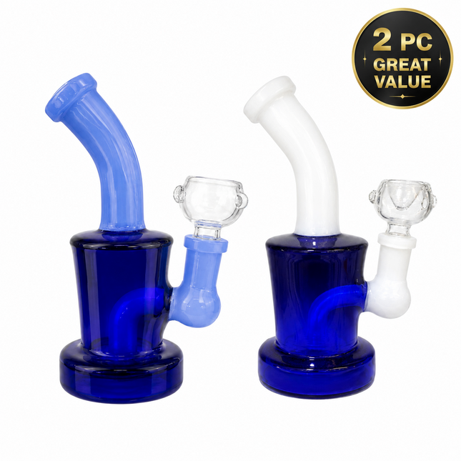 [2PC Bundle] Midnight Frost Duo Glass Bong Drum Body Disc Perc 6 Inch